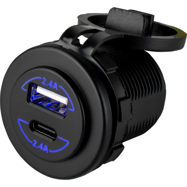 Sea-Dog Round Dual USB & USB-C Power Socket One Size