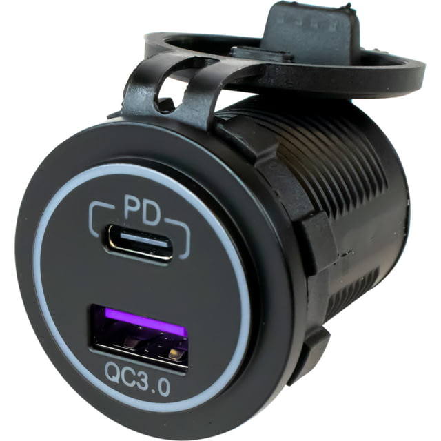 Sea-Dog USB 3.0 & USB-C Power Socket w/Out Light One Size