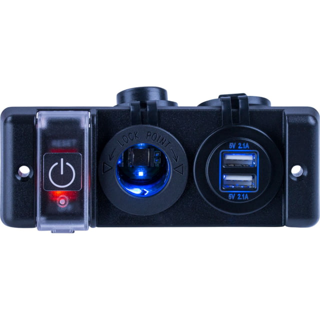 Sea-Dog USB & Power Socket Panel w/Breaker Switch Double
