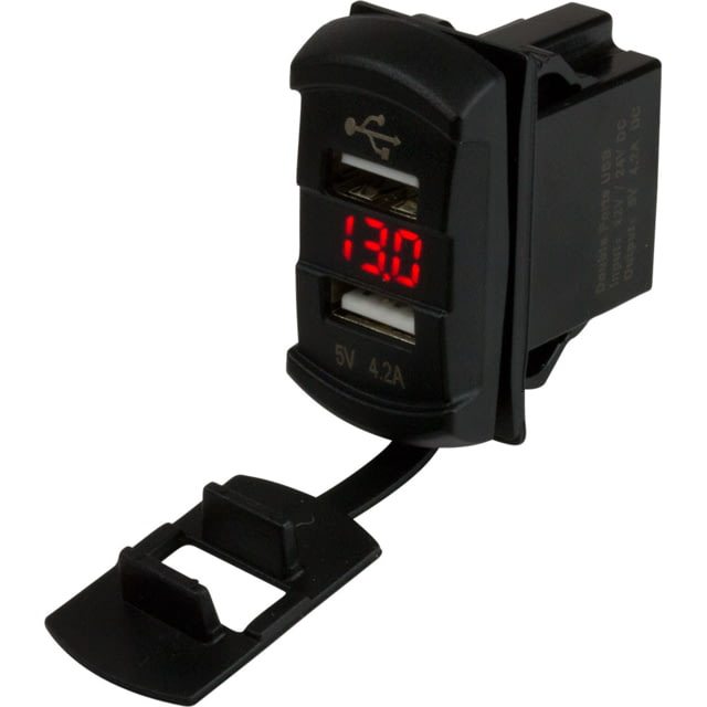 Sea-Dog USB Rocker Switch Style Voltmeter w/Hidden Display Dual