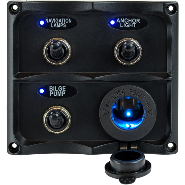 Sea-Dog Sea-Dog Water Resistant Toggle Switch Panel w/LED Power Socket - 3 Toggle