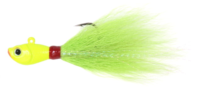 Sea Striker Bucktail Jig 1 1/2 oz Holographic Eyes Blk Nickel Hook Chartreuse Head/Chartreuse Tail