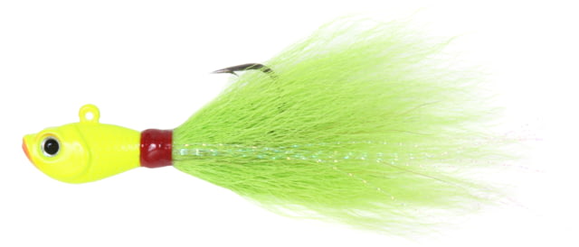 Sea Striker Bucktail Jig 1 oz Holographic Eyes Blk Nickel Hook Chartreuse Head/Chartreuse Tail