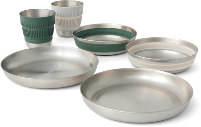 Sea to Summit Detour Stainless Steel Collapsible Dinnerware Set Multi 2P 6-Piece