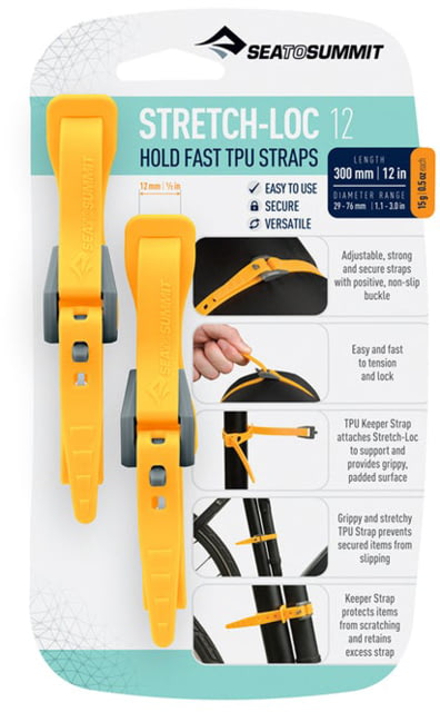 Sea to Summit Stretch-Loc TPU Straps 12 2 Pack Yellow 300mm x 12mm