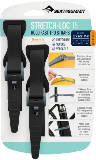 Sea to Summit Stretch-Loc TPU Straps 15 2 Pack Black 375mm x 20mm