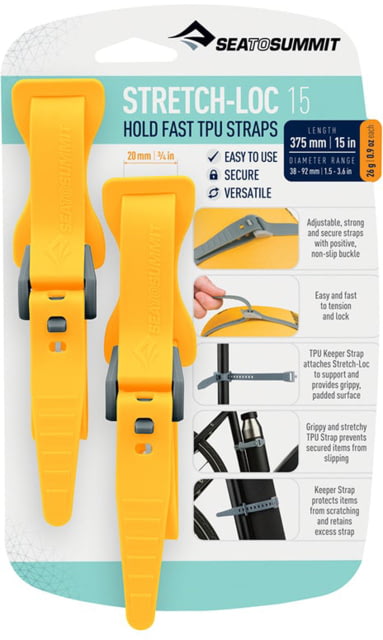 Sea to Summit Stretch-Loc TPU Straps 15 2 Pack Yellow 375mm x 20mm