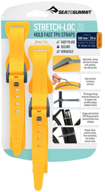 Sea to Summit Stretch-Loc TPU Straps 20 2 Pack Yellow 500mm x 20mm