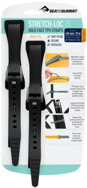 Sea to Summit Stretch-Loc TPU Straps 25 2 Pack Black 625mm x 20mm