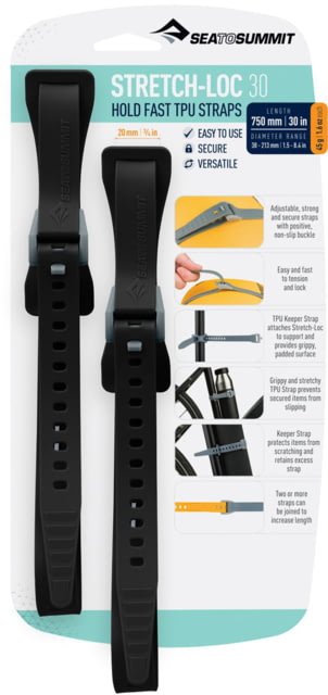 Sea to Summit Stretch-Loc TPU Straps 30 2 Pack Black 750mm x 20mm