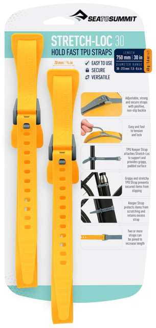 Sea to Summit Stretch-Loc TPU Straps 30 2 Pack Yellow 750mm x 20mm