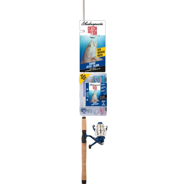 Shakespeare Catch More Fish Inshore Spinning 5.2/1 Right/Left 35 7ft. Rod Length Medium Power 2 Pieces Rod White/Blue