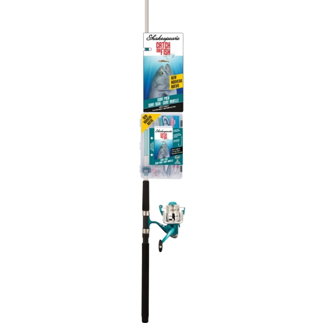 Shakespeare Catch More Fish Surf Pier Spinning 5.1/1 Right/Left 50 7ft. Rod Length Medium Power 2 Pieces Rod White/Teal
