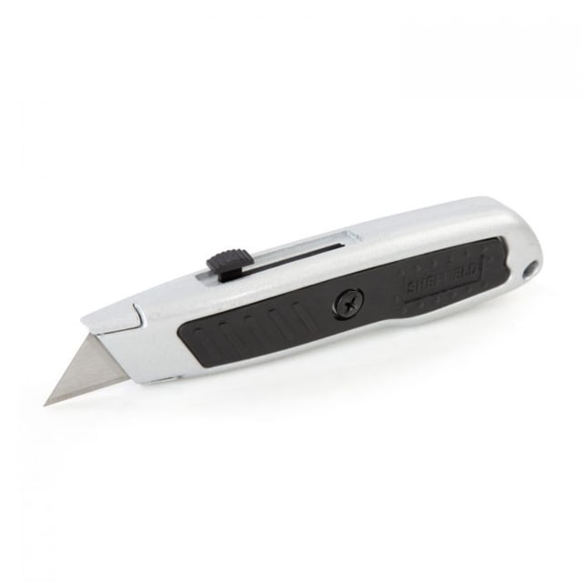 Sheffield Comfort Grip Retractable Utility Folding Knife Silver Black