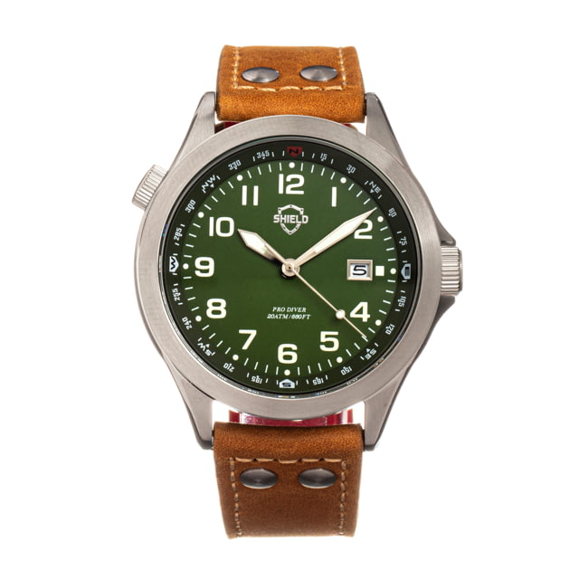 Shield Palau Diver Watch w/Date - Mens Green/Camel One Size