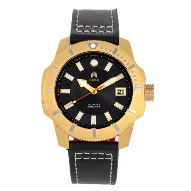 Shield Shaw Diver Watch w/Date - Mens Gold/Black One Size