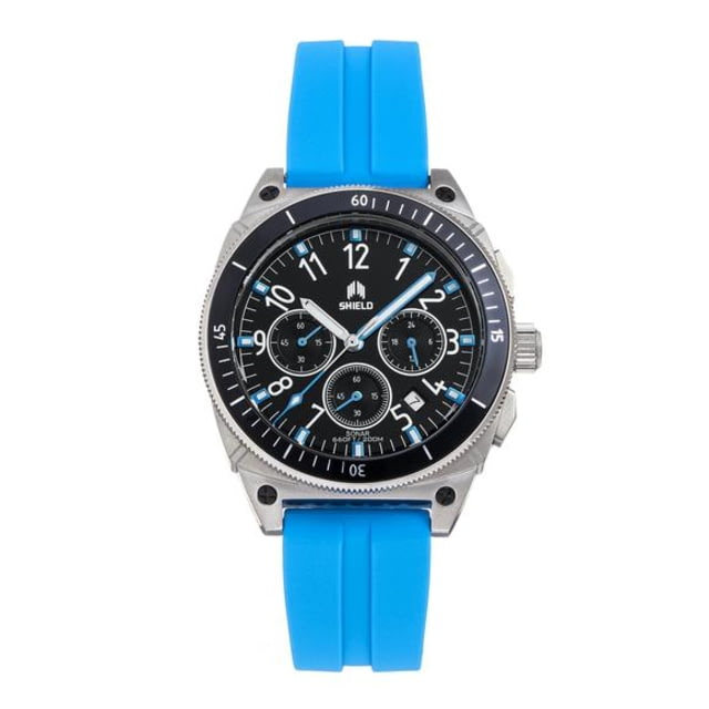 Shield Sonar Chronograph Strap Watch w/Date Light Blue - Men's