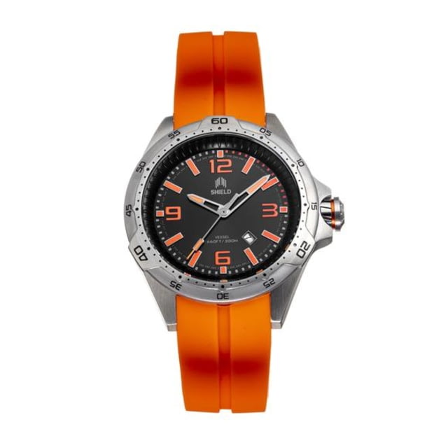 Shield Vessel Strap Watch w/Date Orange - Men's