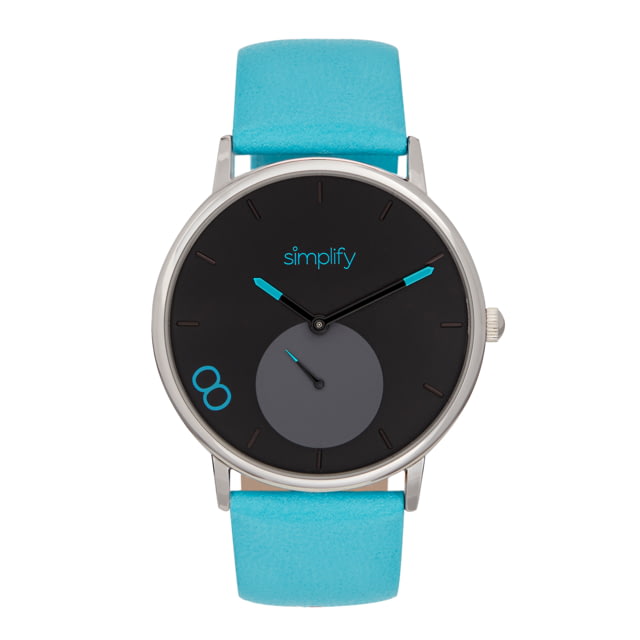 Simplify The 7200 Leather-Band Watch Black/Turquoise One Size