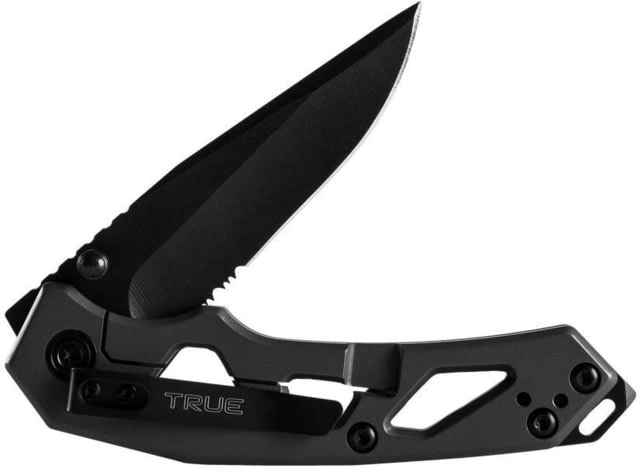 True Drop Point and Glass Breaker Tactical EDC Knife Black