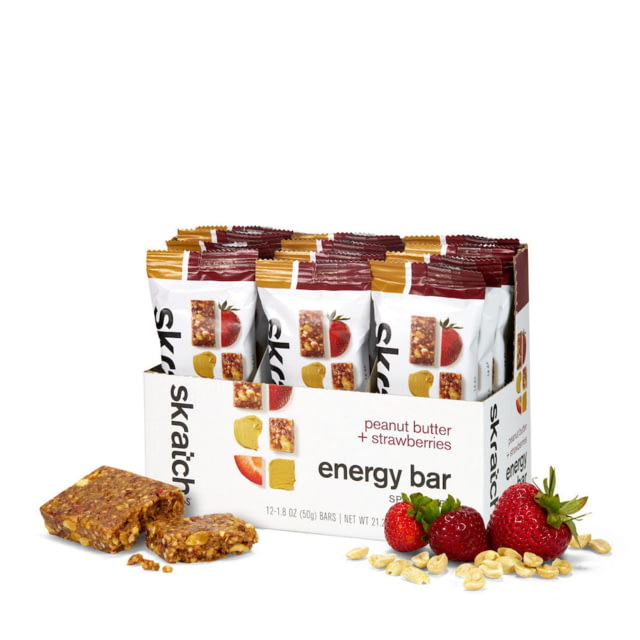 Skratch Labs Energy Bar Sport Fuel Peanut Butter + Strawberries 50g Bar 12 Pack Singles