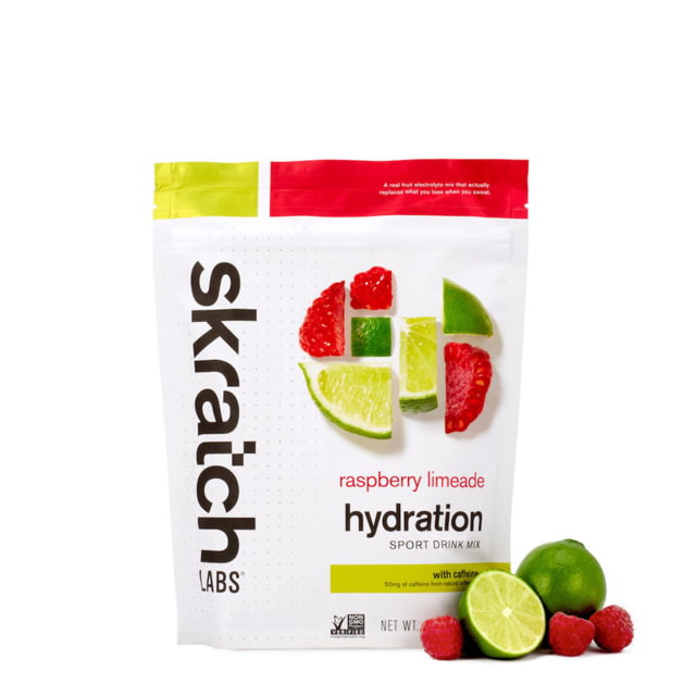 Skratch Labs Hydration Sports Drink Mix Raspberry Limeade with Caffeine 440g 20 Serving Bag