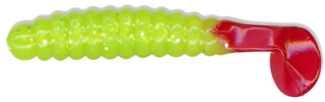 Slider Crappie Panfish Grub 18 1.5in Chartreuse Glitter/Red