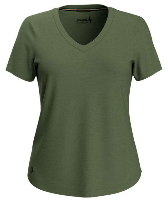 Smartwool Active Ultralite V-Neck Short Sleeve - Women's Fern Green Medium