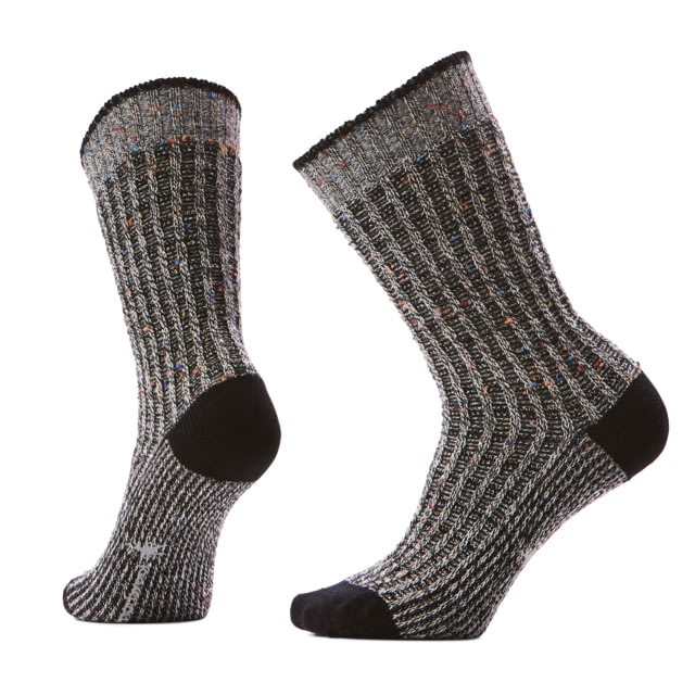 Smartwool Smartwool Everyday Cozy Waffle Press Crew Socks - Women's Black/Multi Donegal Medium