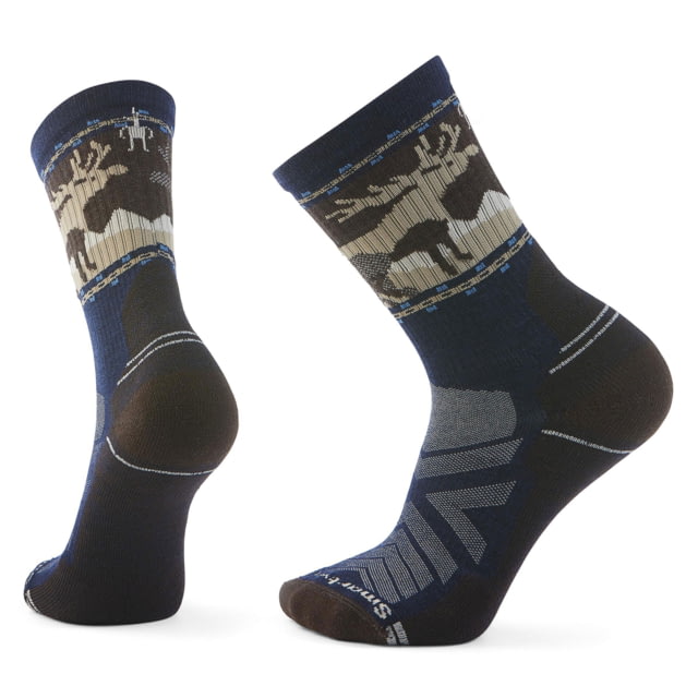 Smartwool Smartwool Hike Light Cushion Mountain Moose Crew Socks - Men's Deep Navy Medium