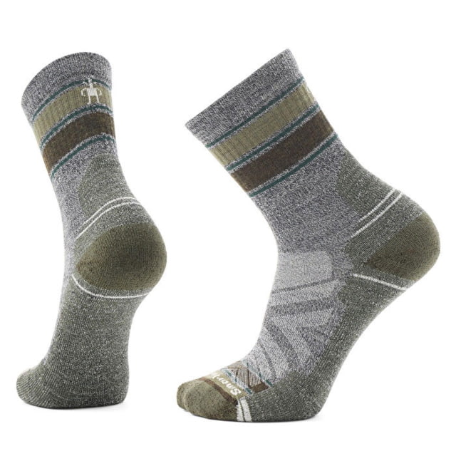 Smartwool Smartwool Hike Light Cushion Striped Mid Crew Socks - Men's Ash/Charcoal Medium
