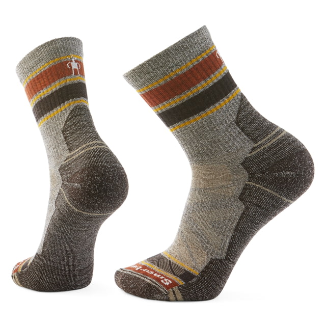 Smartwool Hike Light Cushion Striped Mid Crew Socks - Men's Taupe/Natural Marl Medium