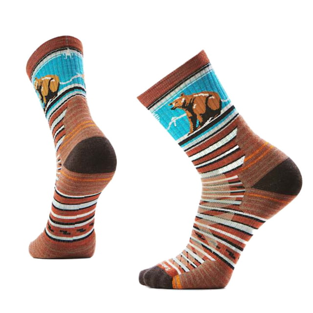 Smartwool Smartwool Hike Targeted Cushion Bear Stripe Mid Crew Socks - Men's Picante Large