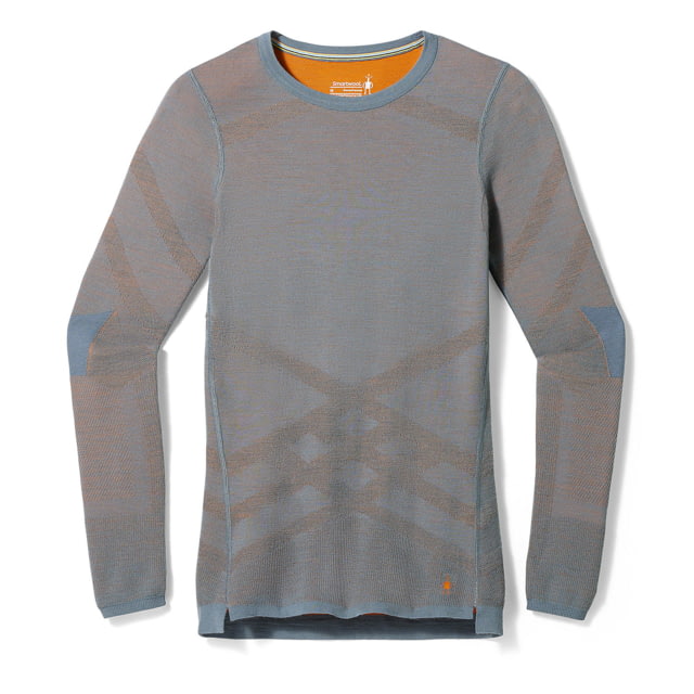 Smartwool Intraknit Thermal Merino Base Layer Crew - Womens Pewter Blue/Marmalade Small