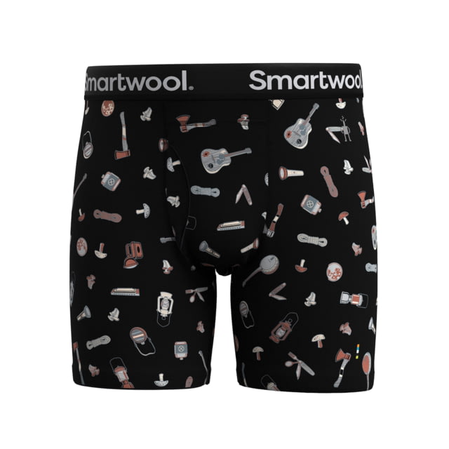 Smartwool Merino Print Boxer Brief Boxed - Men's Black Gone Camping Medium