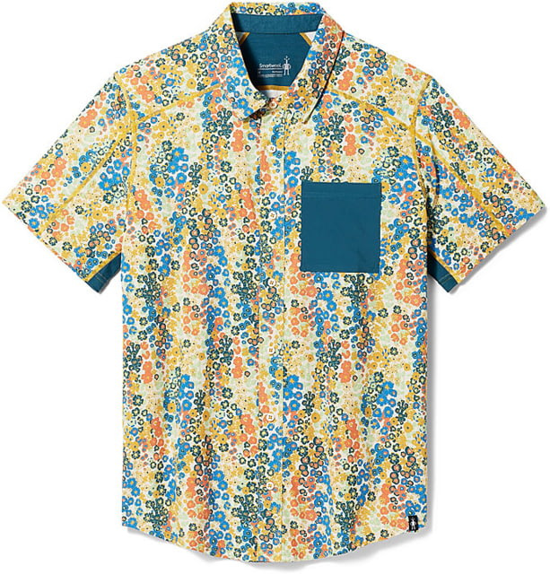 Smartwool Printed Short Sleeve Button Down - Men's Almond Meadow Print Extra Large