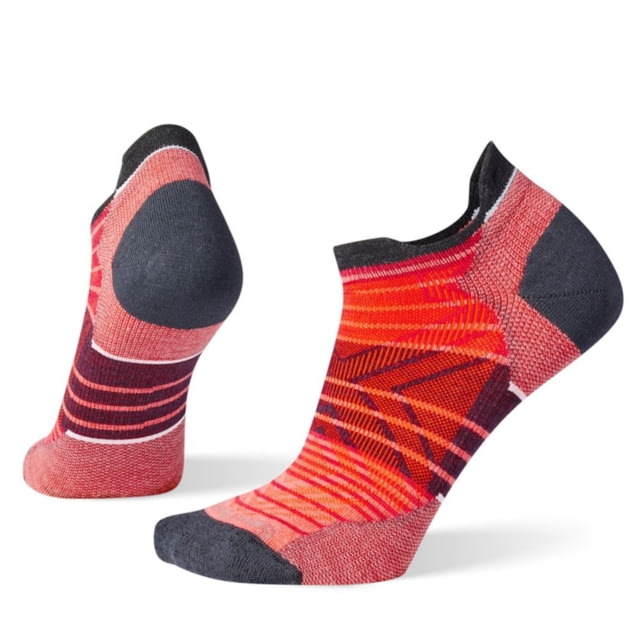Smartwool Run Zero Cushion Stripe Low Ankle Socks - Women's Bright Coral Small
