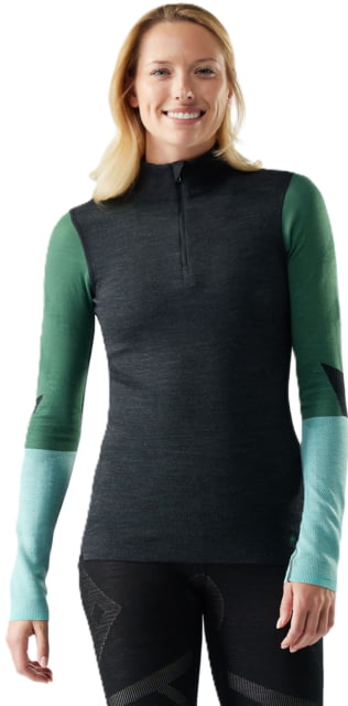 Smartwool Smartwool Intraknit Thermal Merino Base Layer Colorblock 1/4 Zip - Women's Charcoal Small