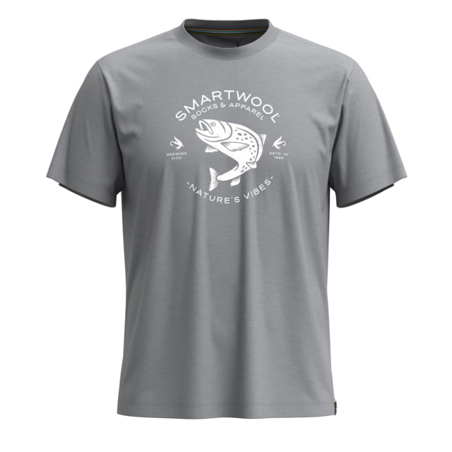 Smartwool Trout Fishing Short Sleeve Graphic Tee Light Gray Heather Medium