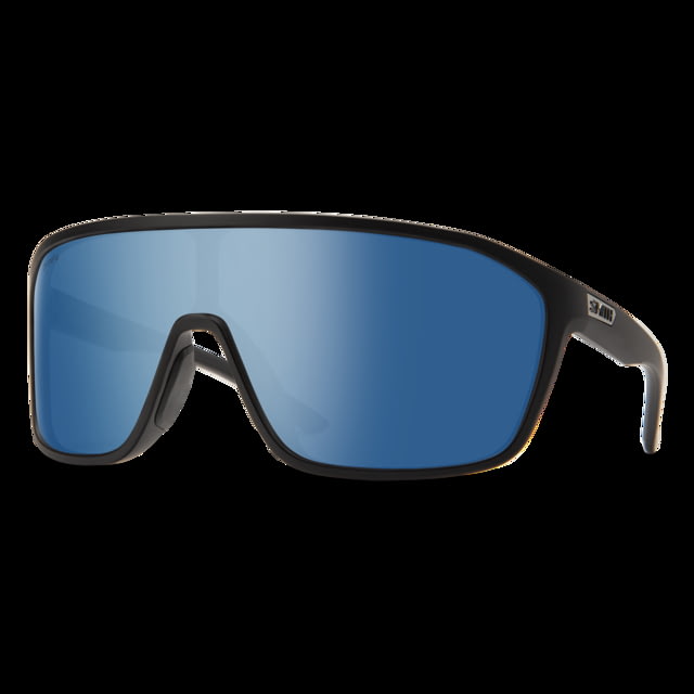 Smith Boomtown Sunglasses Matte Black Frame ChromaPop Polarized Blue Mirror Lens