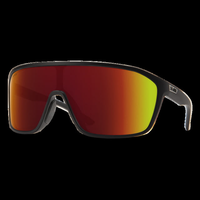 Smith Boomtown Sunglasses Matte Black Frame ChromaPop Red Mirror Lens