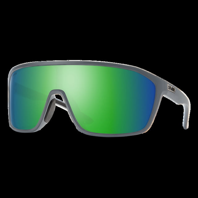 Smith Boomtown Sunglasses Matte Cement Frame ChromaPop Polarized Green Mirror Lens