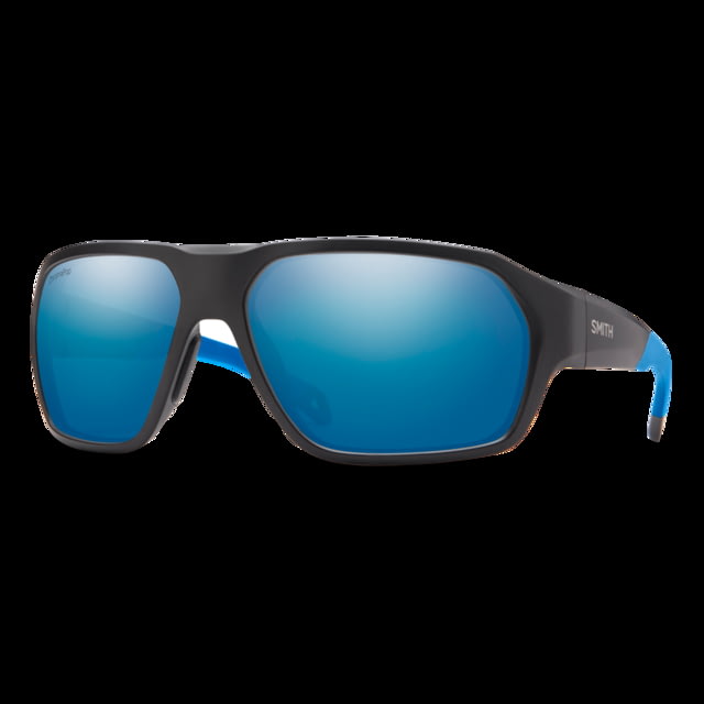 Smith Deckboss Sunglasses Matte Black Blue Frame ChromaPop Glass Polarized Blue Mirror Lens
