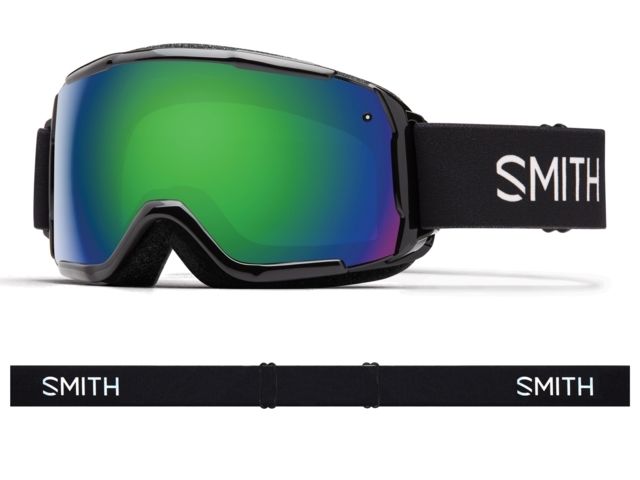 Smith Grom Youth Snow Goggles - Men's Black Green Sol-X Mirror Lens