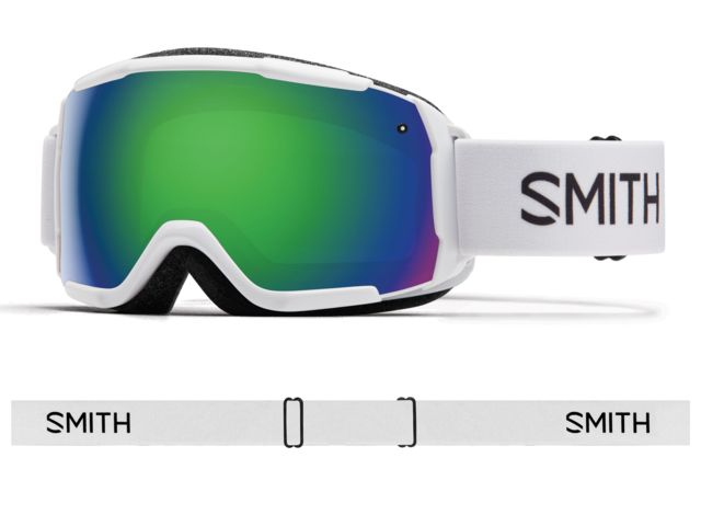 Smith Grom Youth Snow Goggles - Men's White Green Sol-X Mirror Lens