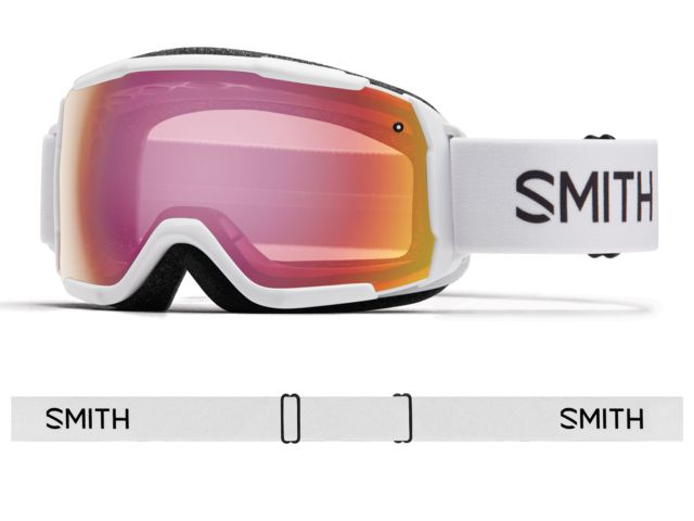 Smith Grom Youth Snow Goggles - Men's White Red Sensor Mirror Lens