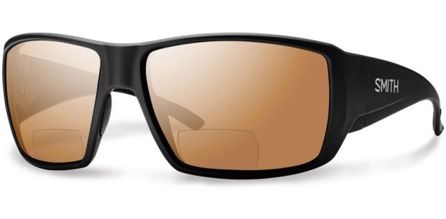 Smith Guide's Choice Bifocals Sunglasses Matte Black Frame Polarized Copper Mirror 2.50 Lens