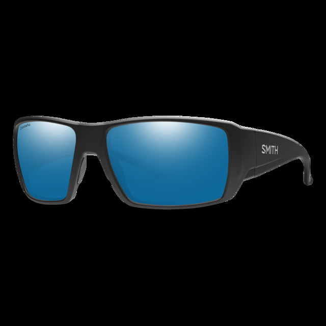Smith Optics Guide's Choice XL Sunglasses Matte Black Frame ChromaPop Glass Polarized Blue Mirror Lens