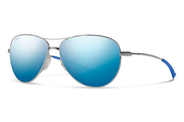 Smith Langley Sunglasses Matte Ruthenium Frame Polarized Blue Mirror Lens