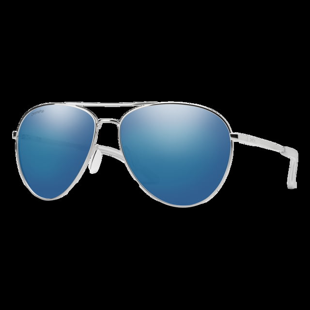 Smith Layback Sunglasses Silver Frame ChromaPop Polarized Blue Mirror Lens